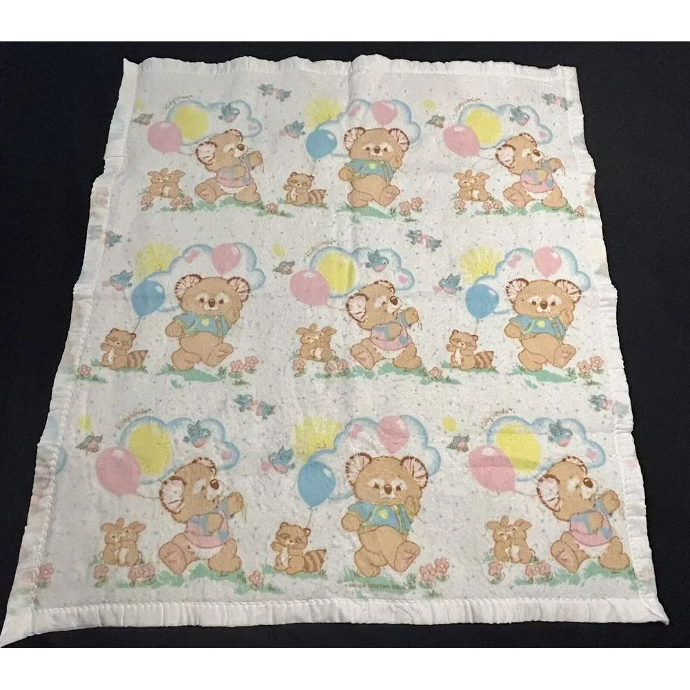 Vintage 1980s  Baby Blanket Satin Trim Kirby Koala Gibson Greetings 45